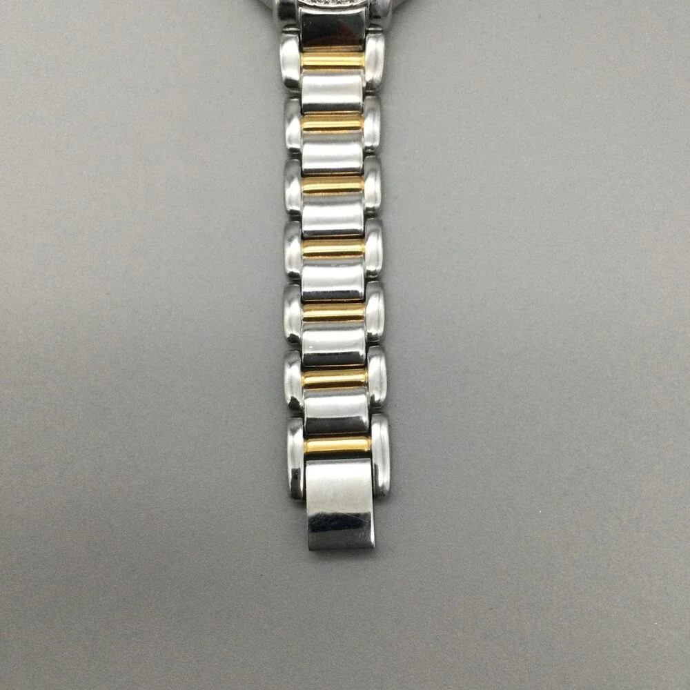 Pulsar Women Watch 27mm Two Tone Black Dial Crystals VJ22-X112 New Battery 6.25